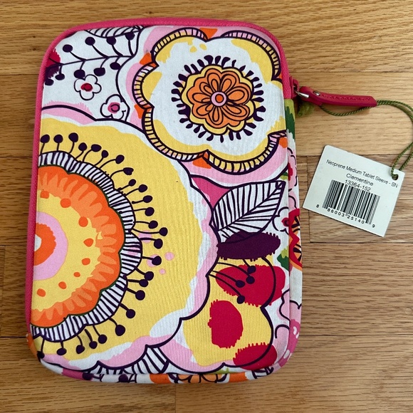NWT Vera Bradley Neoprene Medium Tablet Sleeve Clementine Pink Orange Yellow - Picture 5 of 9